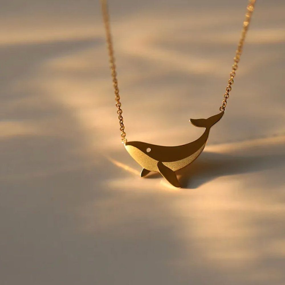 Whale Pendant Necklace in Gold - Picture 8 of 8